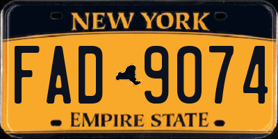 NY license plate FAD9074