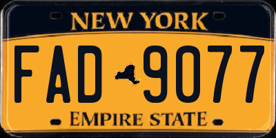 NY license plate FAD9077