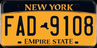 NY license plate FAD9108