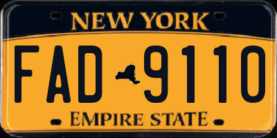 NY license plate FAD9110