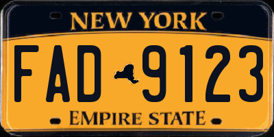 NY license plate FAD9123
