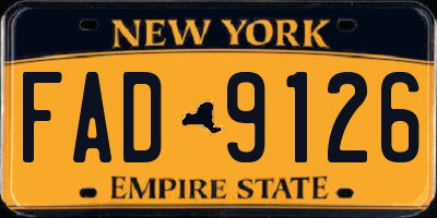 NY license plate FAD9126