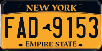 NY license plate FAD9153