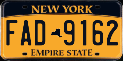 NY license plate FAD9162