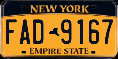 NY license plate FAD9167