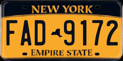 NY license plate FAD9172