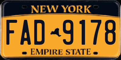 NY license plate FAD9178