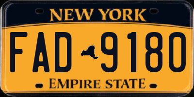 NY license plate FAD9180