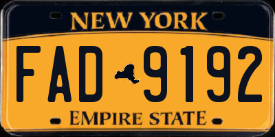 NY license plate FAD9192