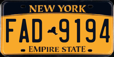 NY license plate FAD9194