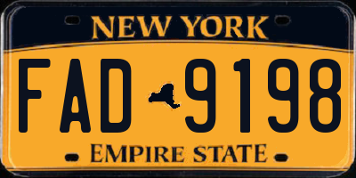 NY license plate FAD9198