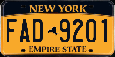NY license plate FAD9201