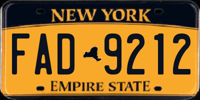 NY license plate FAD9212