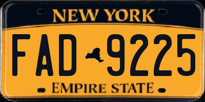 NY license plate FAD9225