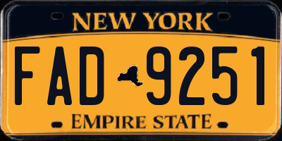 NY license plate FAD9251