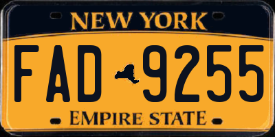 NY license plate FAD9255