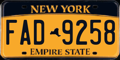 NY license plate FAD9258