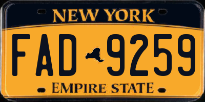 NY license plate FAD9259