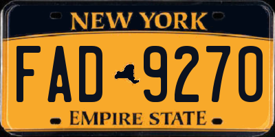 NY license plate FAD9270