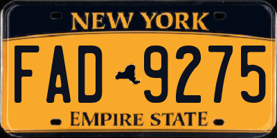 NY license plate FAD9275