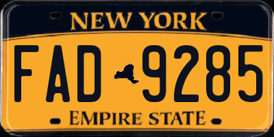 NY license plate FAD9285