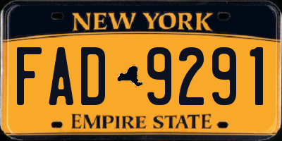 NY license plate FAD9291