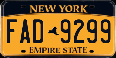 NY license plate FAD9299