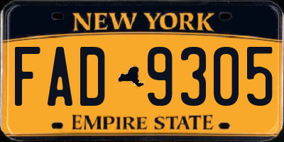 NY license plate FAD9305