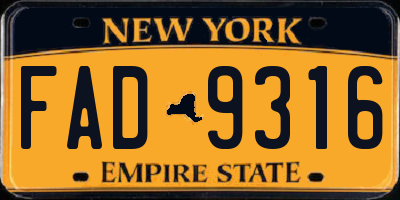 NY license plate FAD9316