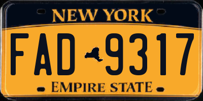 NY license plate FAD9317