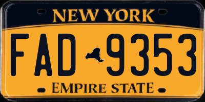 NY license plate FAD9353