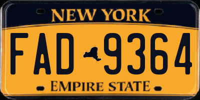 NY license plate FAD9364