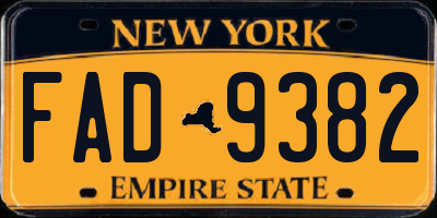 NY license plate FAD9382
