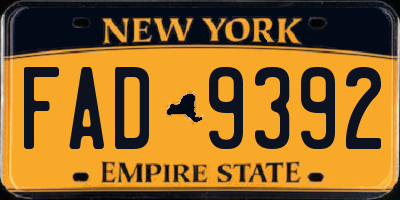 NY license plate FAD9392