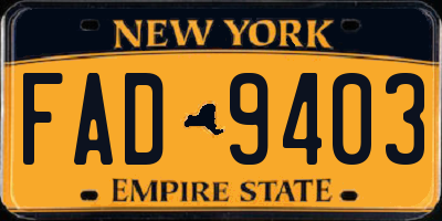NY license plate FAD9403