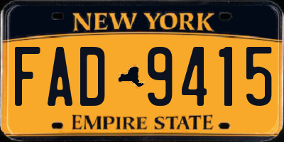 NY license plate FAD9415