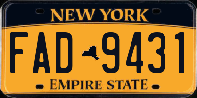 NY license plate FAD9431