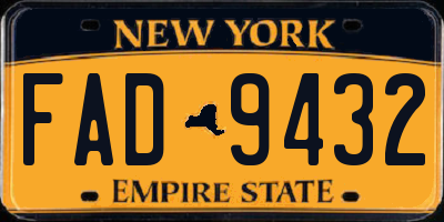 NY license plate FAD9432