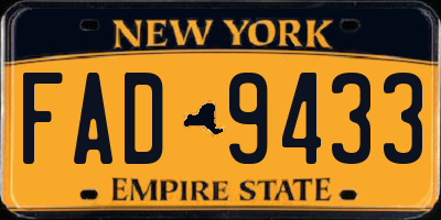 NY license plate FAD9433