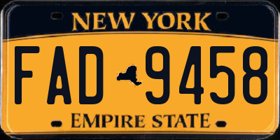 NY license plate FAD9458