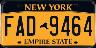 NY license plate FAD9464