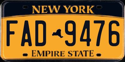 NY license plate FAD9476