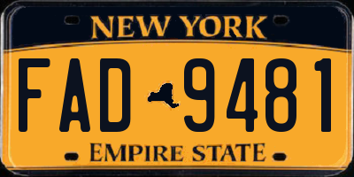 NY license plate FAD9481