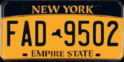 NY license plate FAD9502