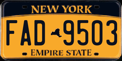NY license plate FAD9503