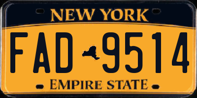 NY license plate FAD9514