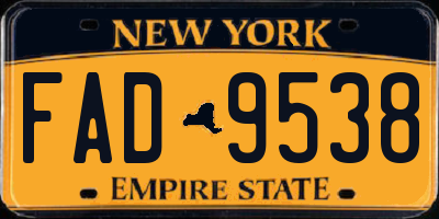 NY license plate FAD9538