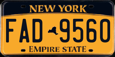 NY license plate FAD9560