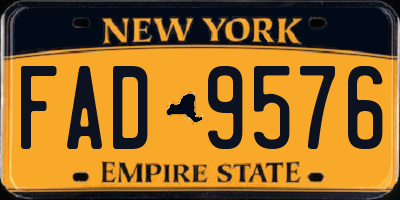 NY license plate FAD9576