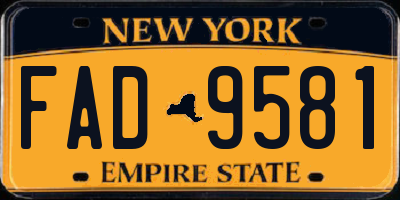 NY license plate FAD9581
